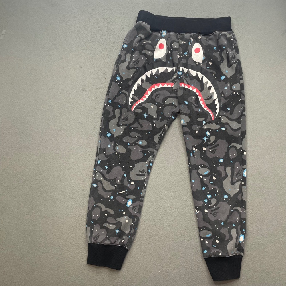 A Bathing Ape Men Joggers Cotton Space Camo Shark Medium Streetwear Sweatpants